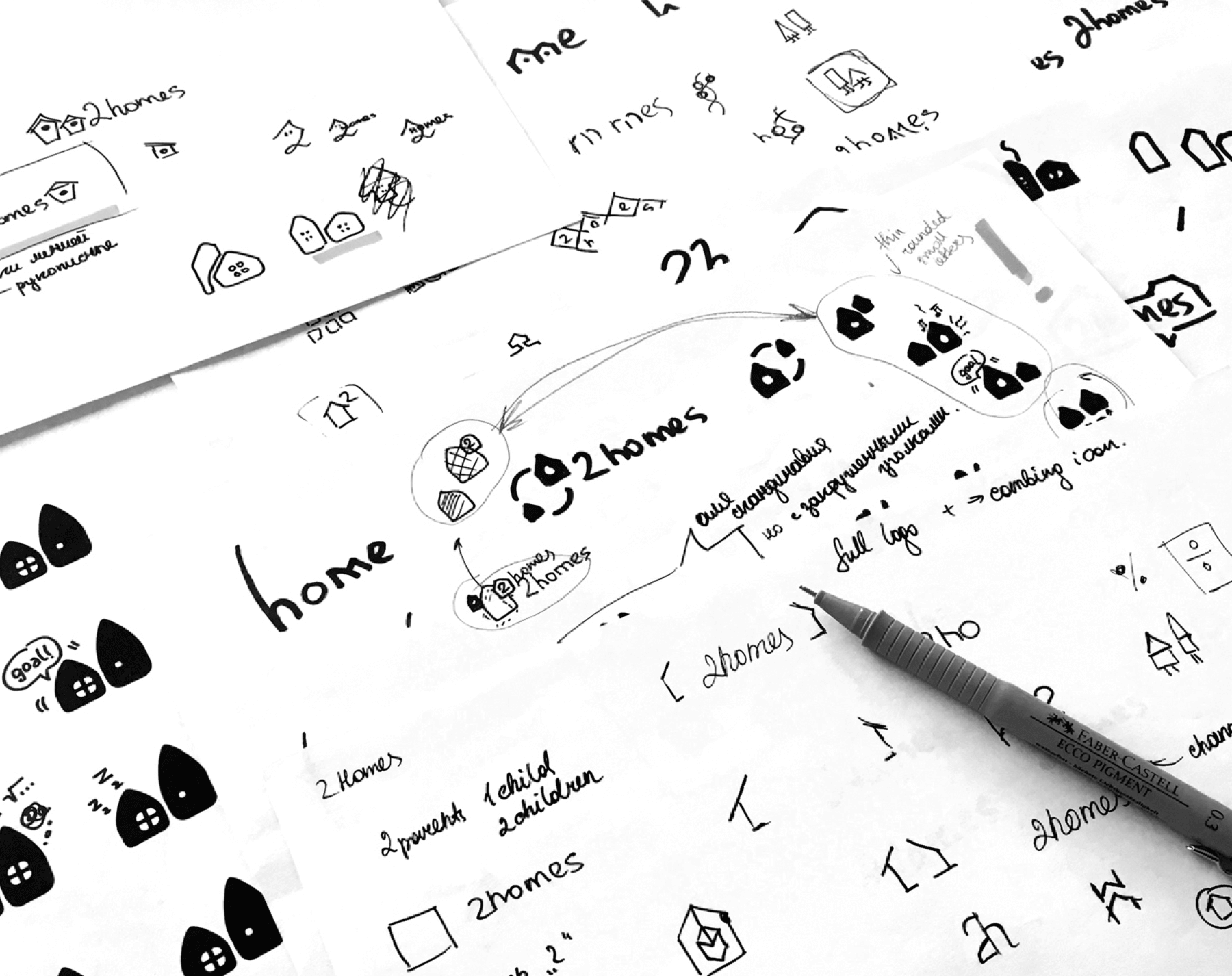 2homes branding logo sketches